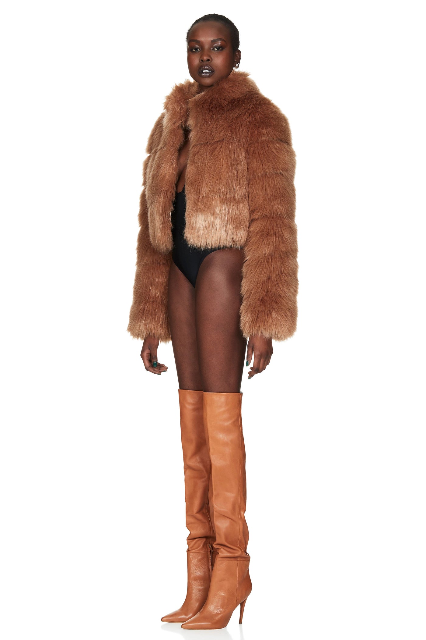 Nookie Tatiana Faux Fur Crop Jacket - Tan - SHOPJAUS - JAUS