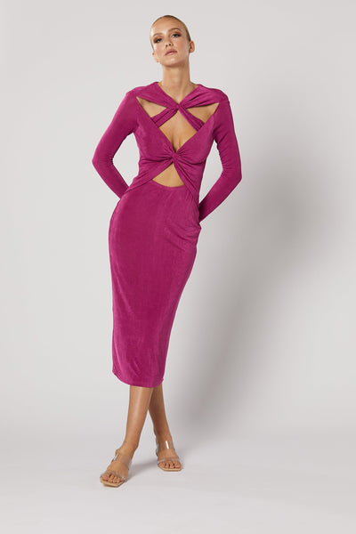 Ithaca Cut Out Dress - Fuchsia - SHOPJAUS - JAUS