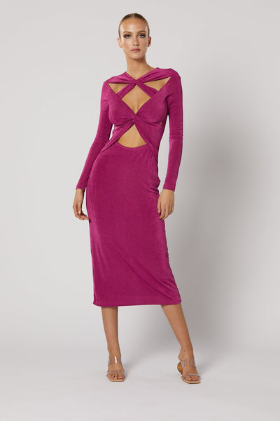 Ithaca Cut Out Dress - Fuchsia - SHOPJAUS - JAUS