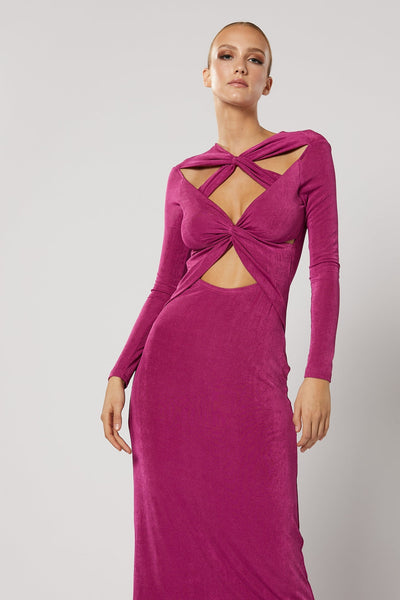 Ithaca Cut Out Dress - Fuchsia - SHOPJAUS - JAUS