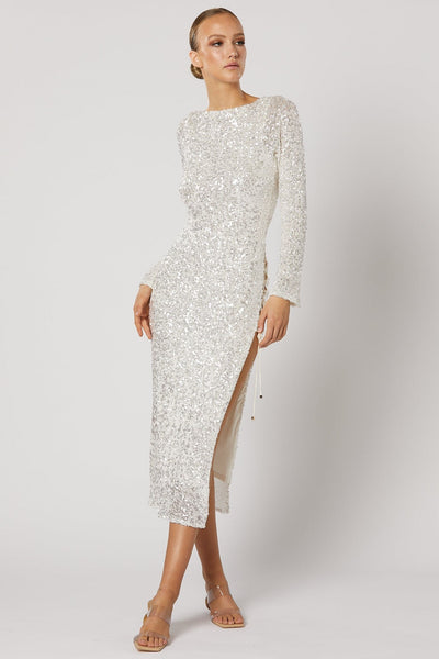 Quest Long Sleeve Dress - White - SHOPJAUS - JAUS