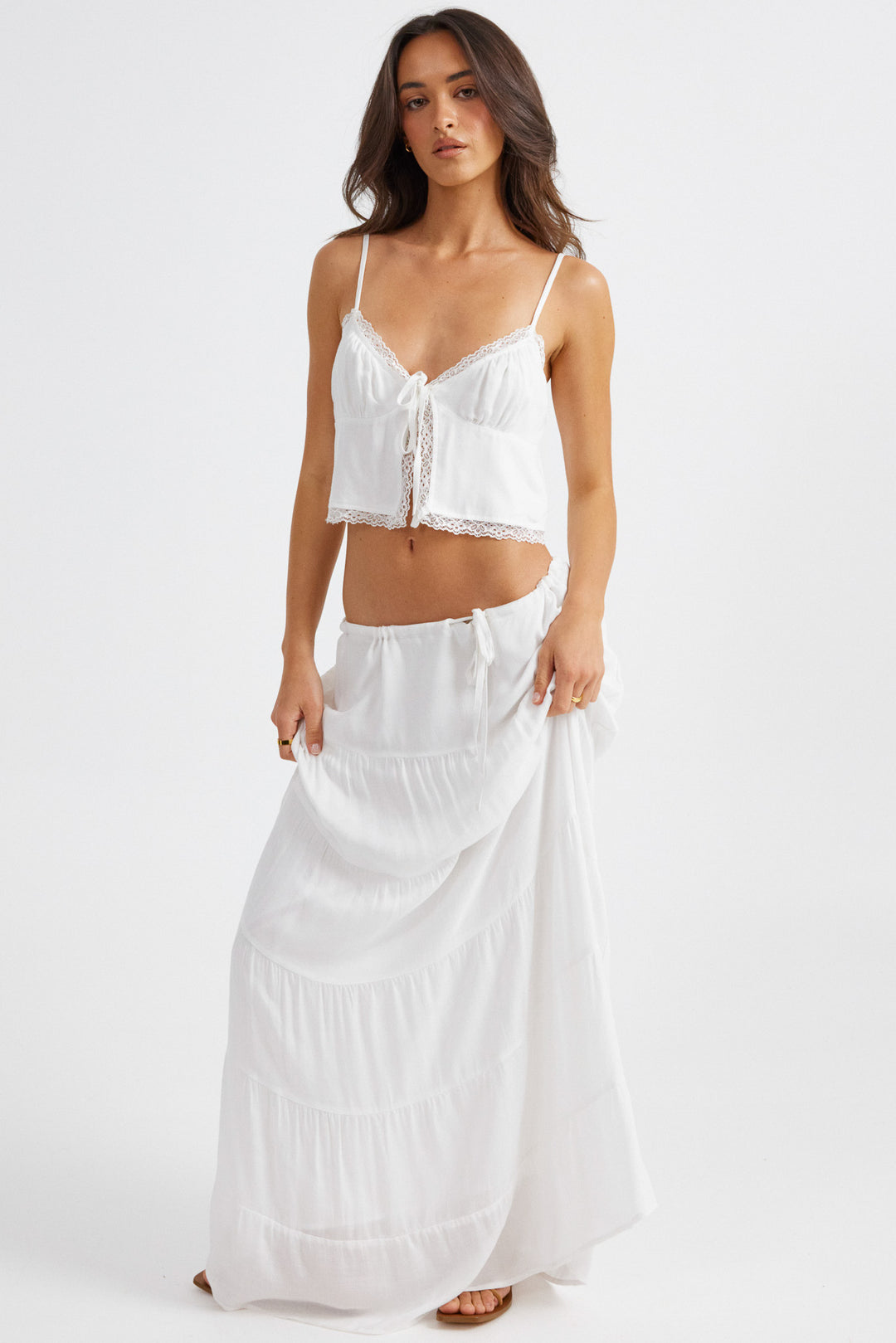 Ophelia Tie Up Cami - White - SHOPJAUS - JAUS