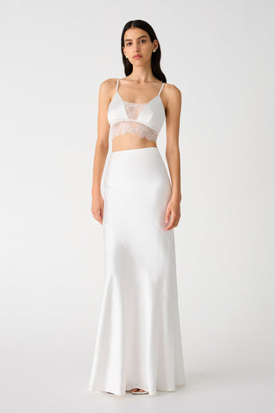 Misha Regina Satin Maxi Skirt - Ivory