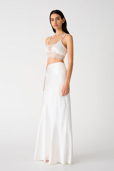 Misha Regina Satin Maxi Skirt - Ivory