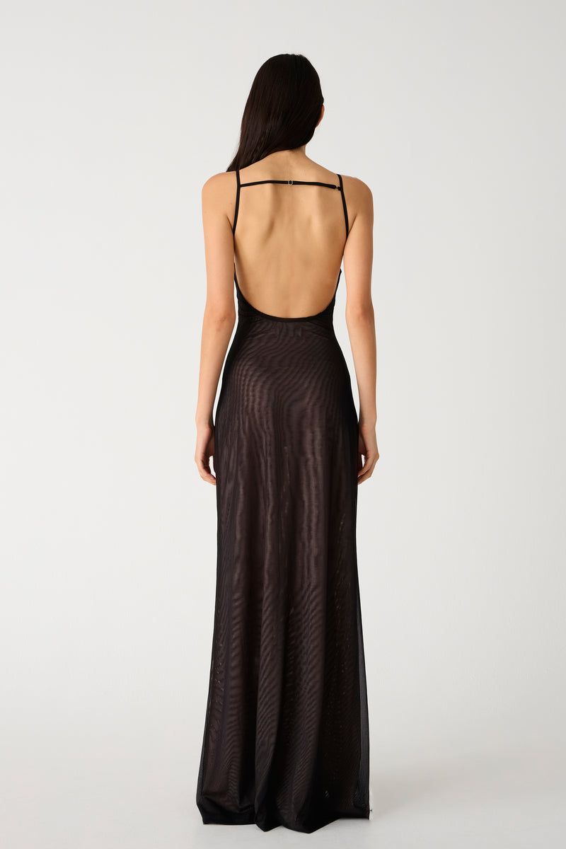 Misha Nina Mesh Gown - Black