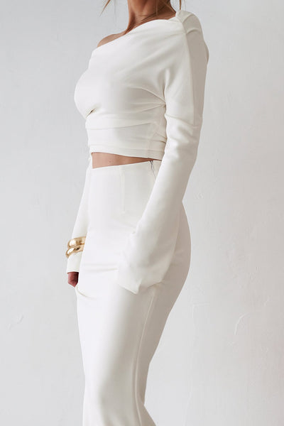 Cupro Long Sleeve Top - Vintage White - SHOPJAUS - JAUS