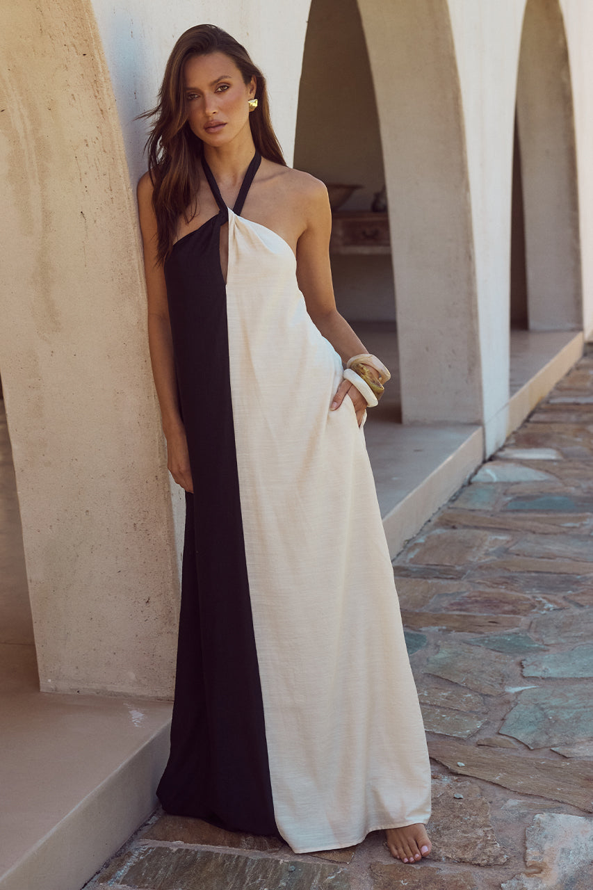 Riviera Maxi Dress - Black/Sand - SHOPJAUS - JAUS