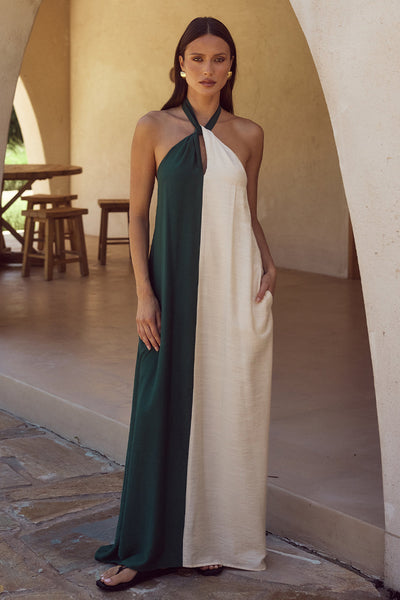 Riviera Maxi Dress - Emerald/Sand - SHOPJAUS - JAUS