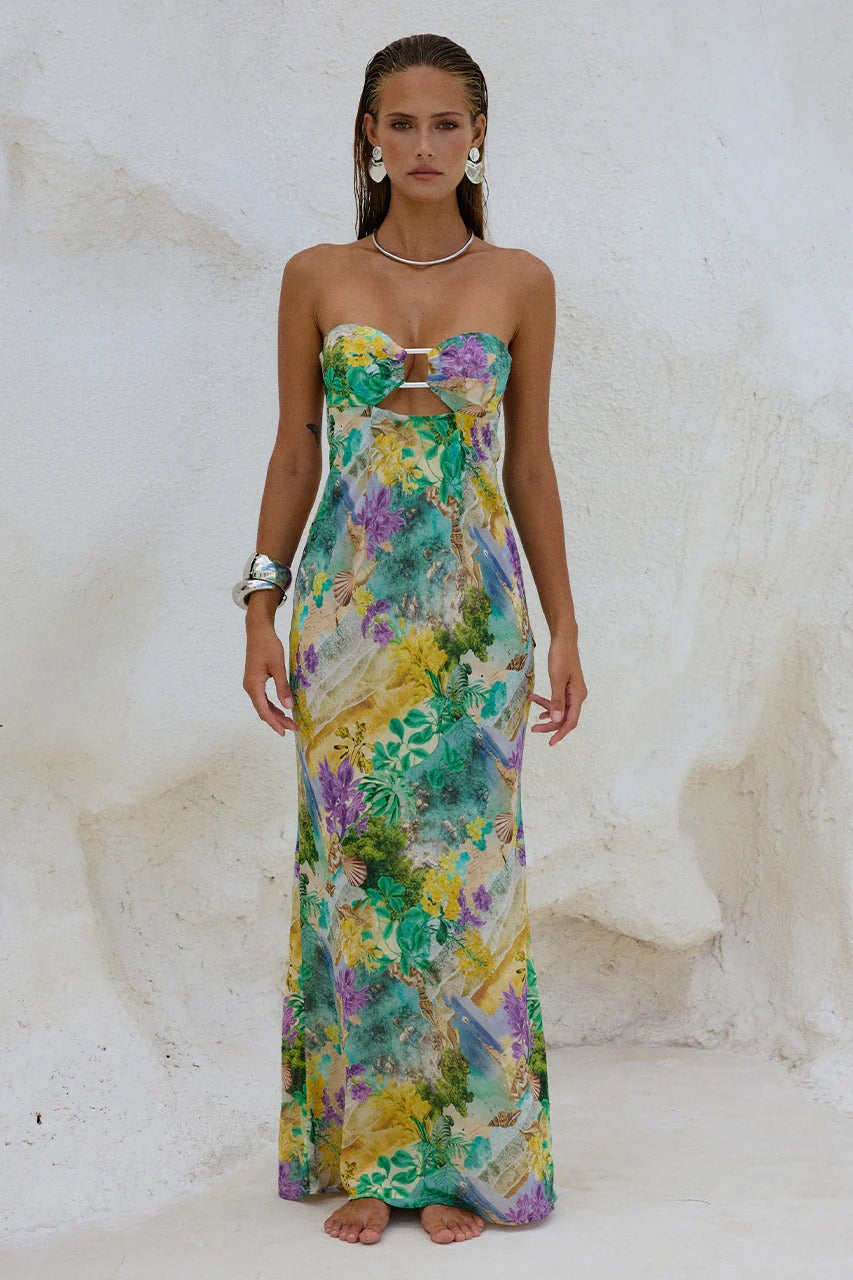 Velza Strapless Dress - Esme Print