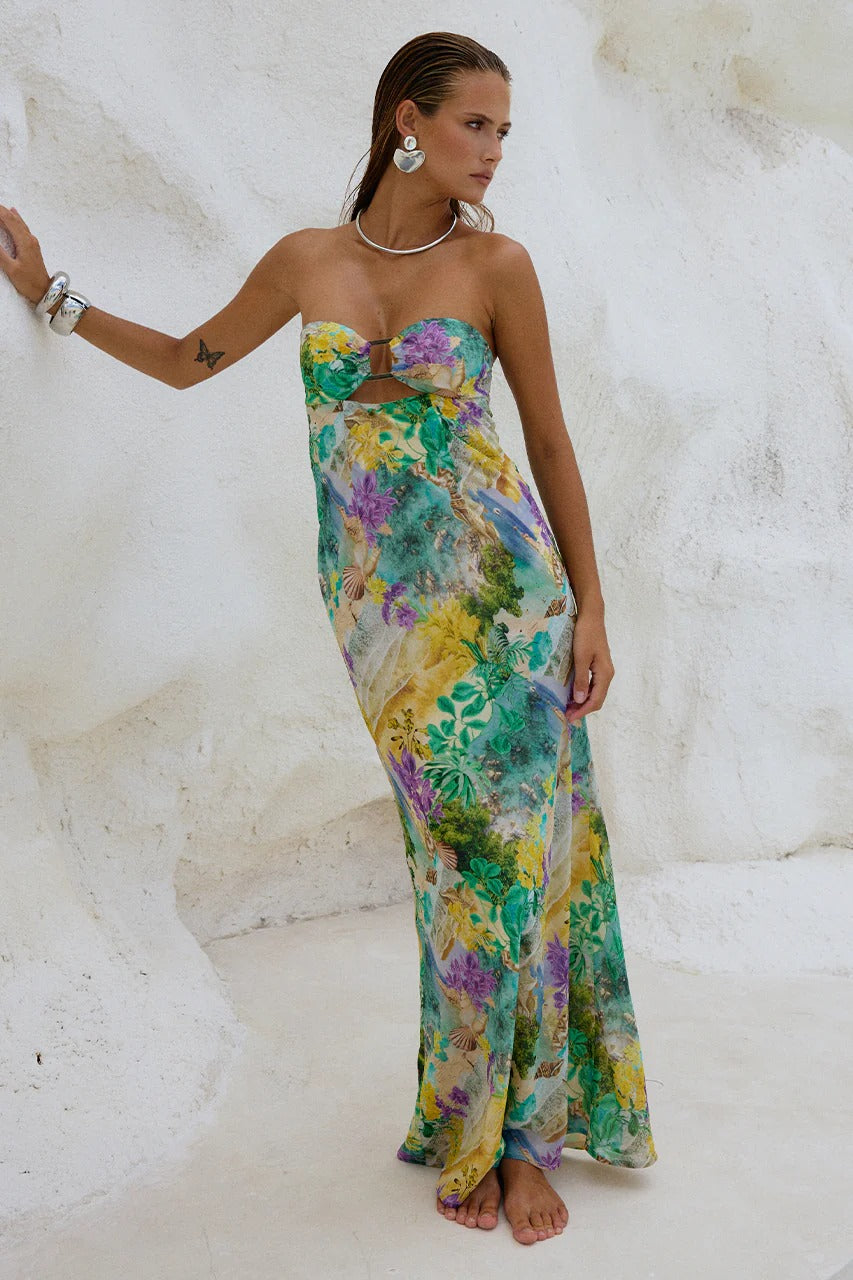 Velza Strapless Dress - Esme Print