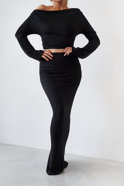 Cupro Long Sleeve Top - Black - SHOPJAUS - JAUS