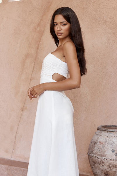 Adel Long Midi Dress - White - SHOPJAUS - JAUS