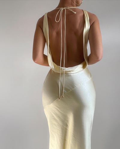 Cassandra Open Back Maxi Dress - Butter - SHOPJAUS - JAUS