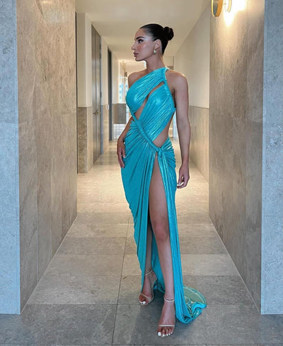 Aphrodite Gown - Aqua Metallic (PREORDER) - SHOPJAUS - JAUS