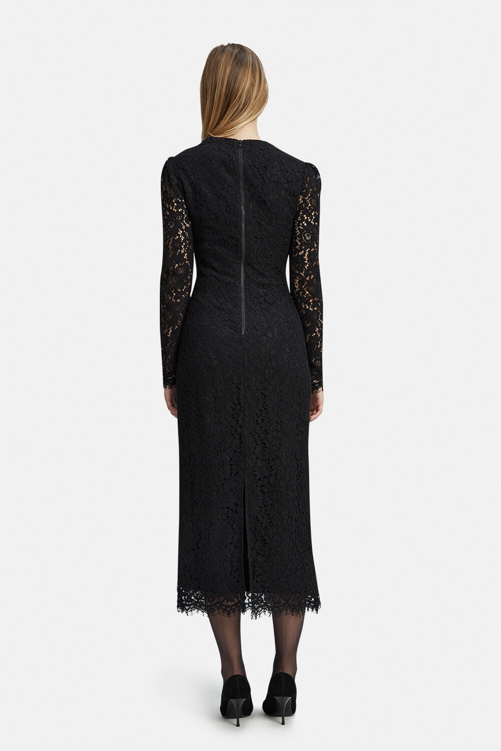 Aurora Lace Midi Dress - Black - SHOPJAUS - JAUS