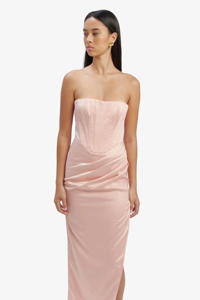 Everlasting Satin Midi Dress - Soft Pink