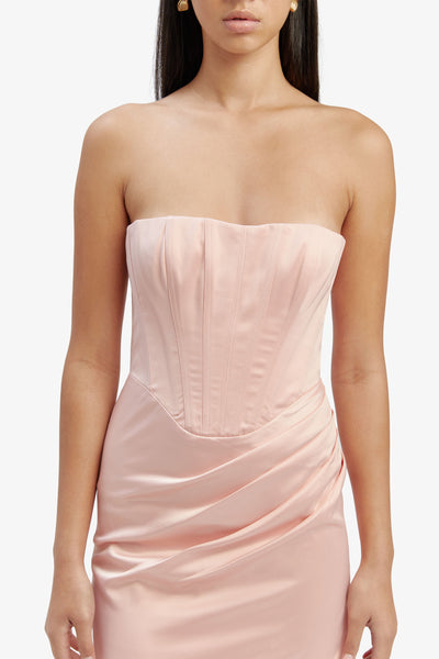 Everlasting Satin Midi Dress - Soft Pink