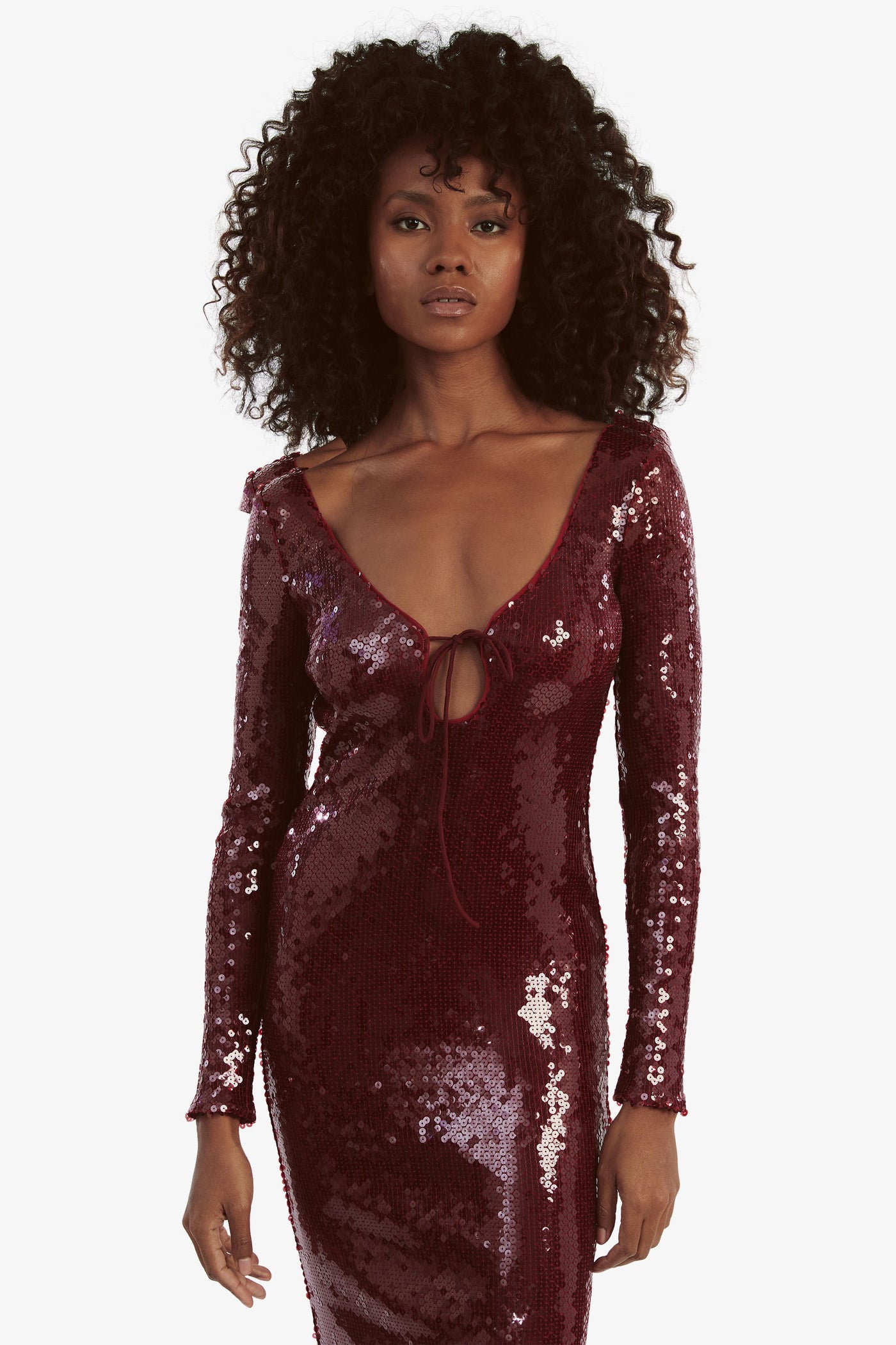 Verona Sequin Maxi Dress - Burgundy