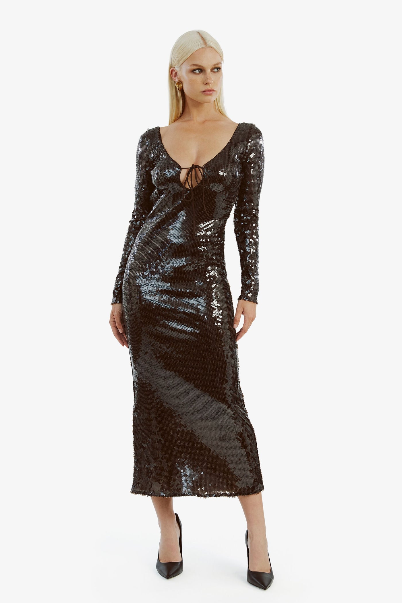 Verona Sequin Maxi Dress - Dark Chocolate