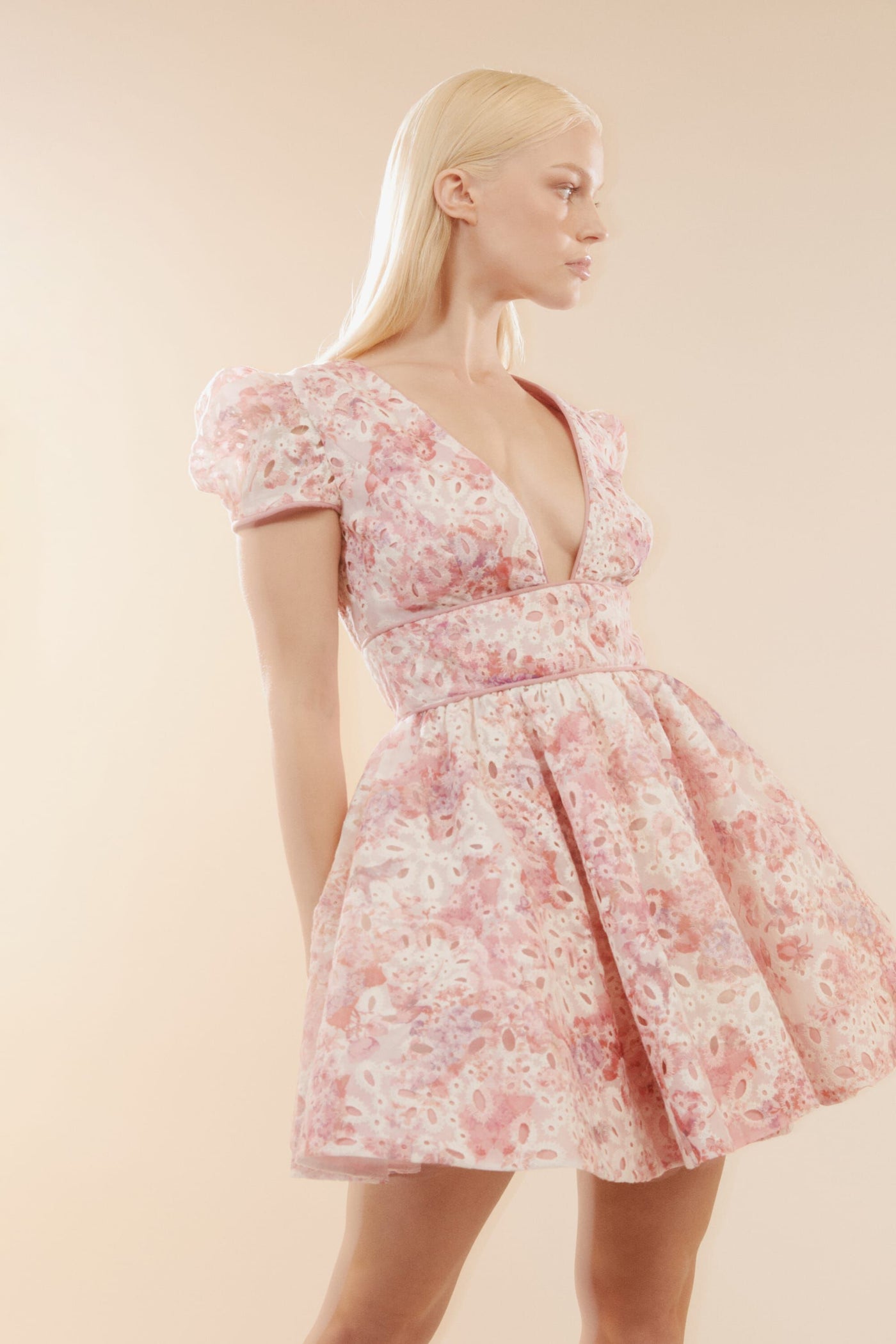 Tamarin Broderie Mini Dress - Pink Floral