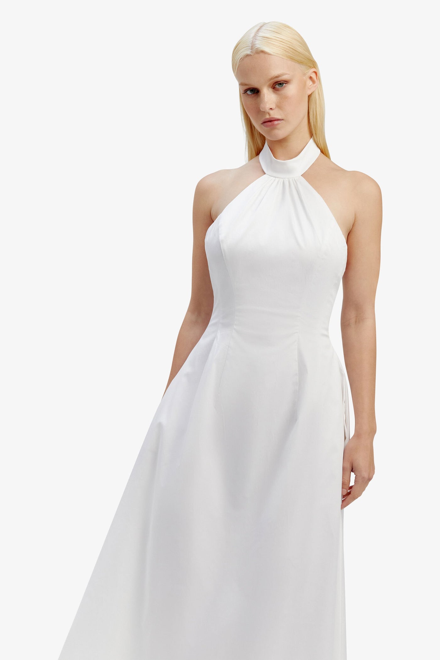 Genevieve Poplin Midi Dress - White