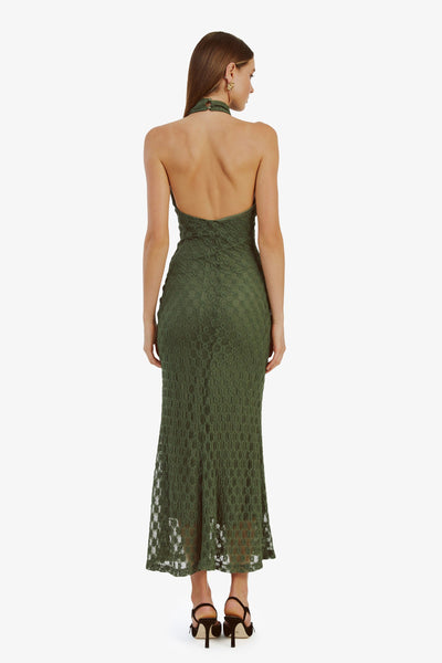 Adoni Ola Lace Midi Dress - Khaki