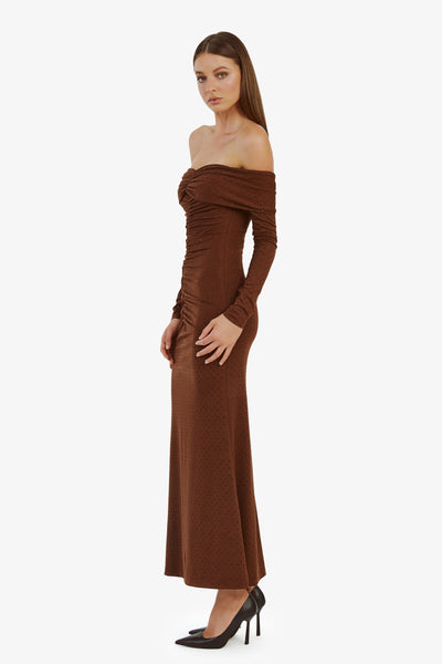 Artura Diamante Maxi Dress - Chocolate