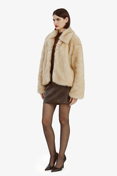 Sarissa Faux Fur Jacket - Oatmeal