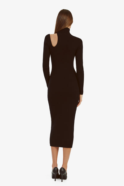 Olesa Asymmetric Knit Dress - Black