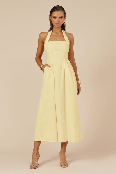 Lock Midi Dress - Lemon