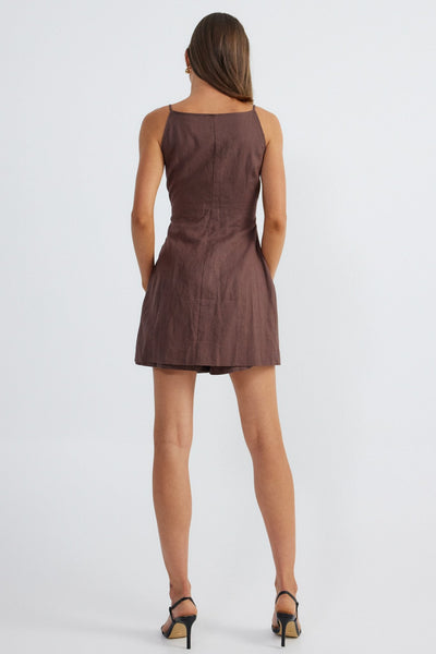 Allegra Linen Dress - Chocolate