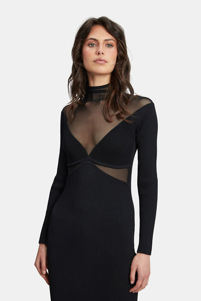 Aperol Knit Midi Dress - Black - SHOPJAUS - JAUS