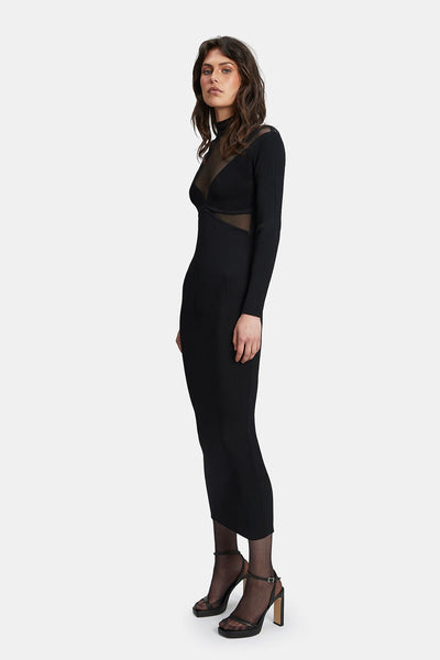 Aperol Knit Midi Dress - Black - SHOPJAUS - JAUS