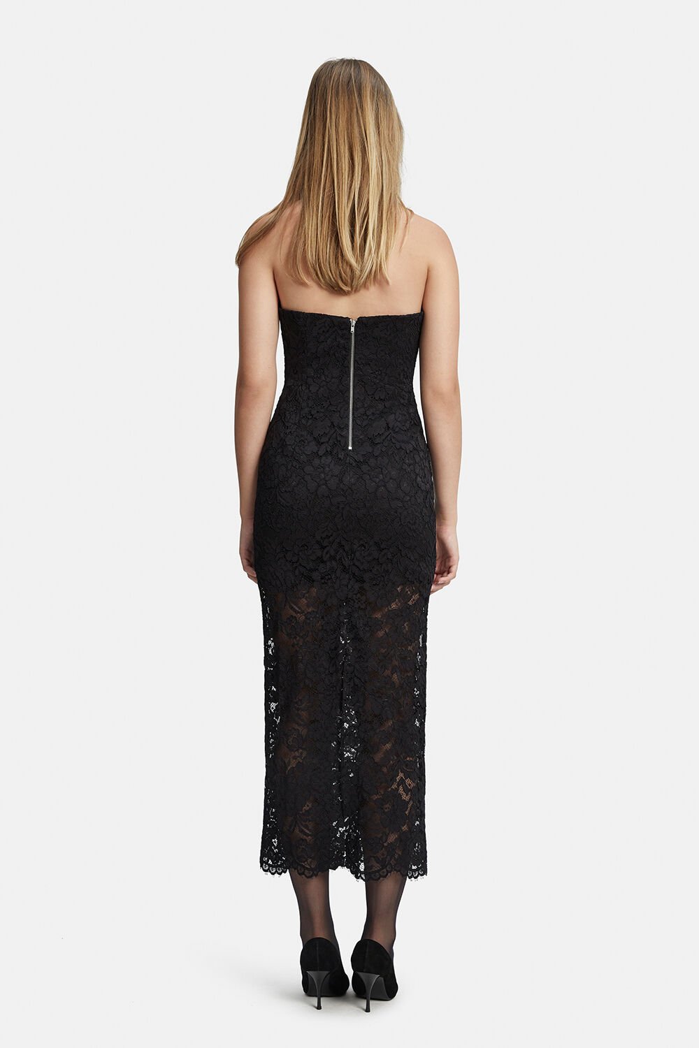 Artemis Midi Lace Dress - Black - SHOPJAUS - JAUS