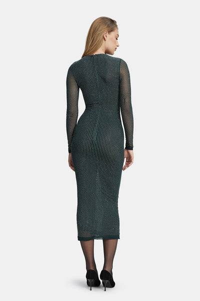 Atlas Diamante Midi Dress - Forest Green - SHOPJAUS - JAUS