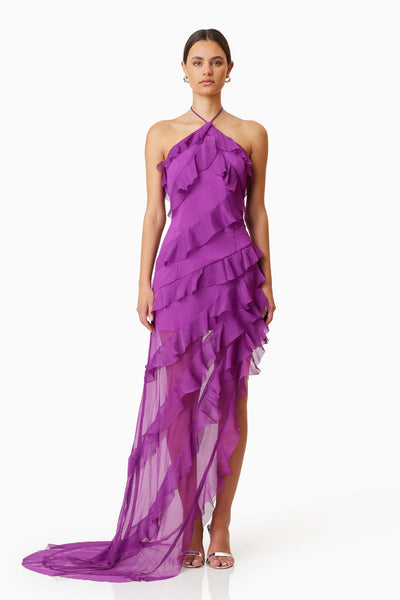 Mia Halterneck Maxi Gown - Purple