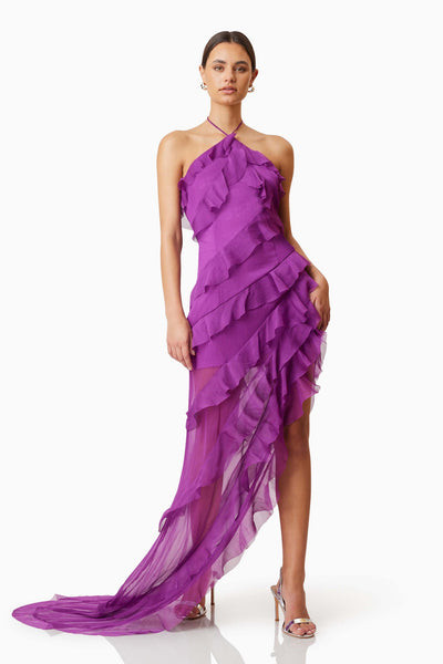 Mia Halterneck Maxi Gown - Purple