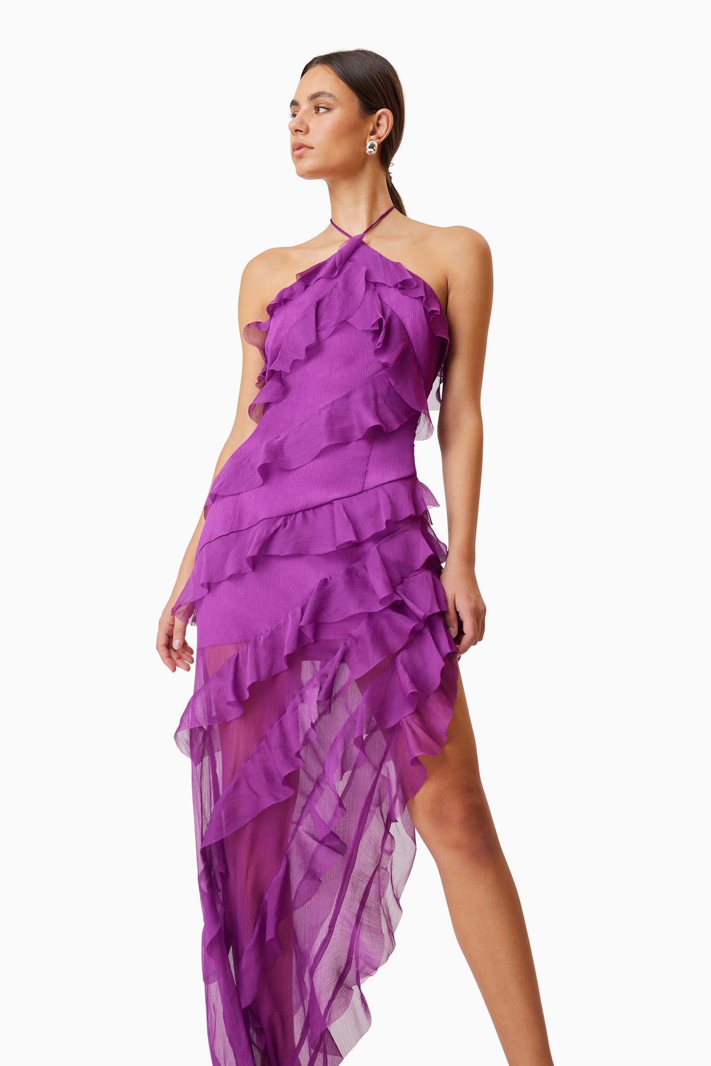 Mia Halterneck Maxi Gown - Purple