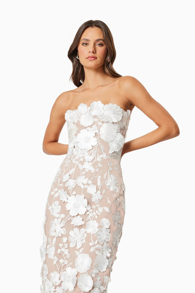 Helena Strapless Midi Dress - White