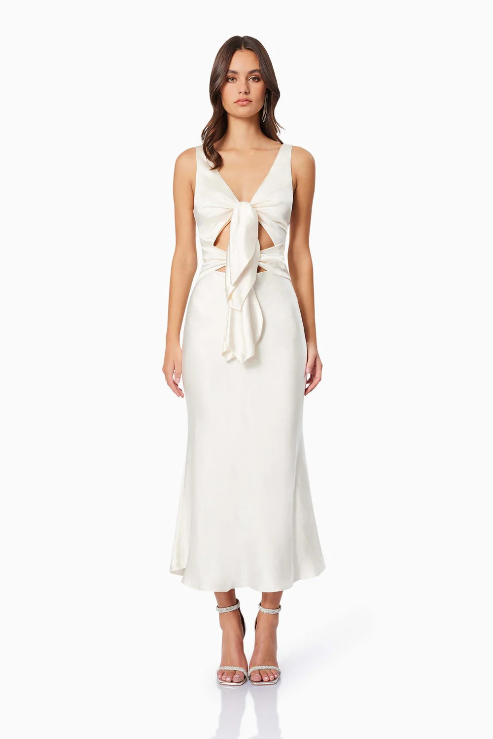 Faith Front Tie Midi Dress - White