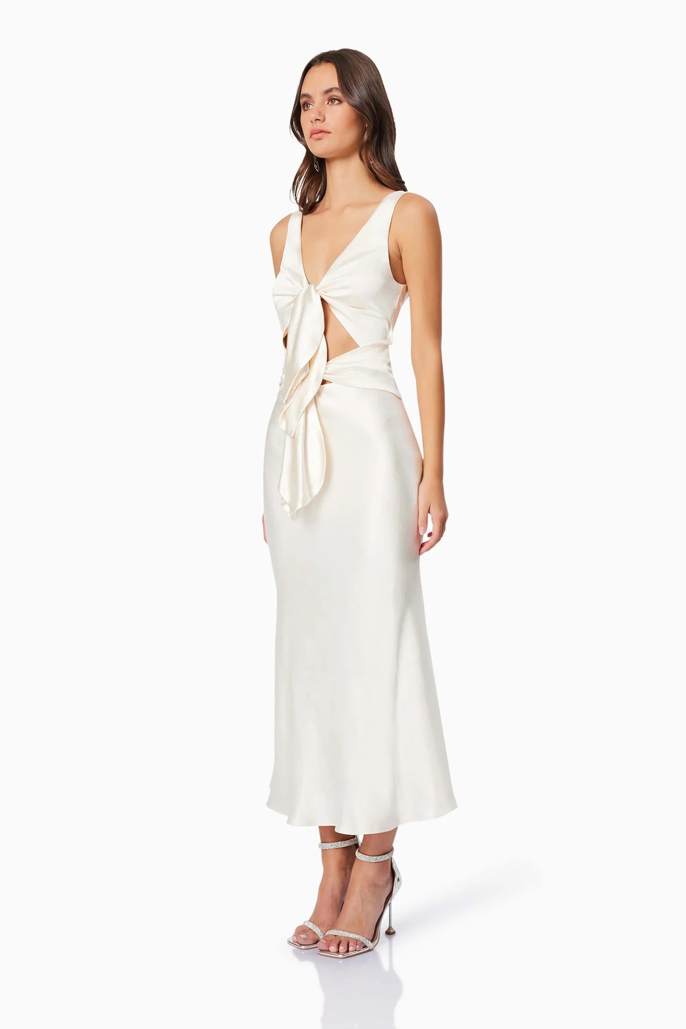 Faith Front Tie Midi Dress - White