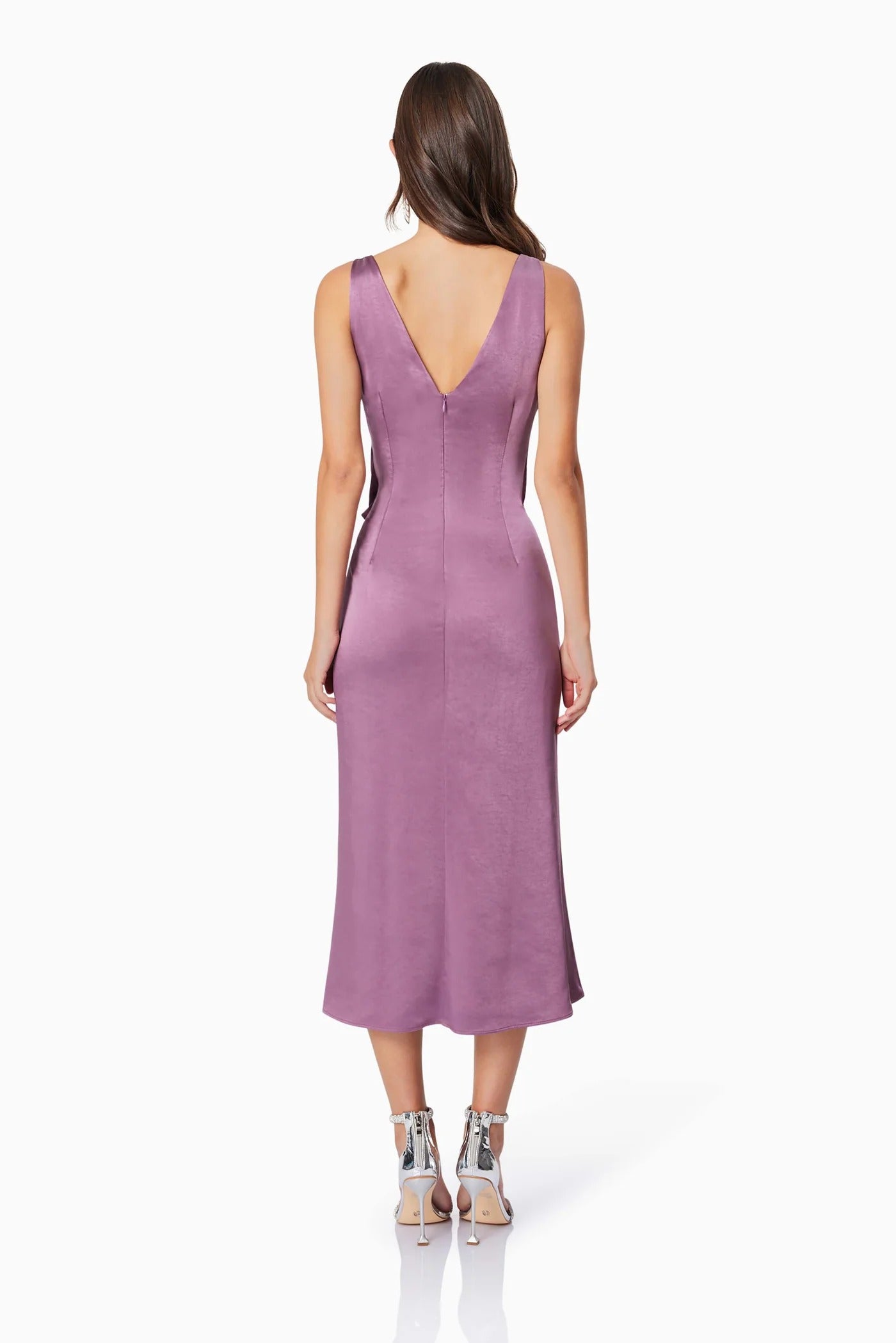 Faith Front Tie Midi Dress - Purple