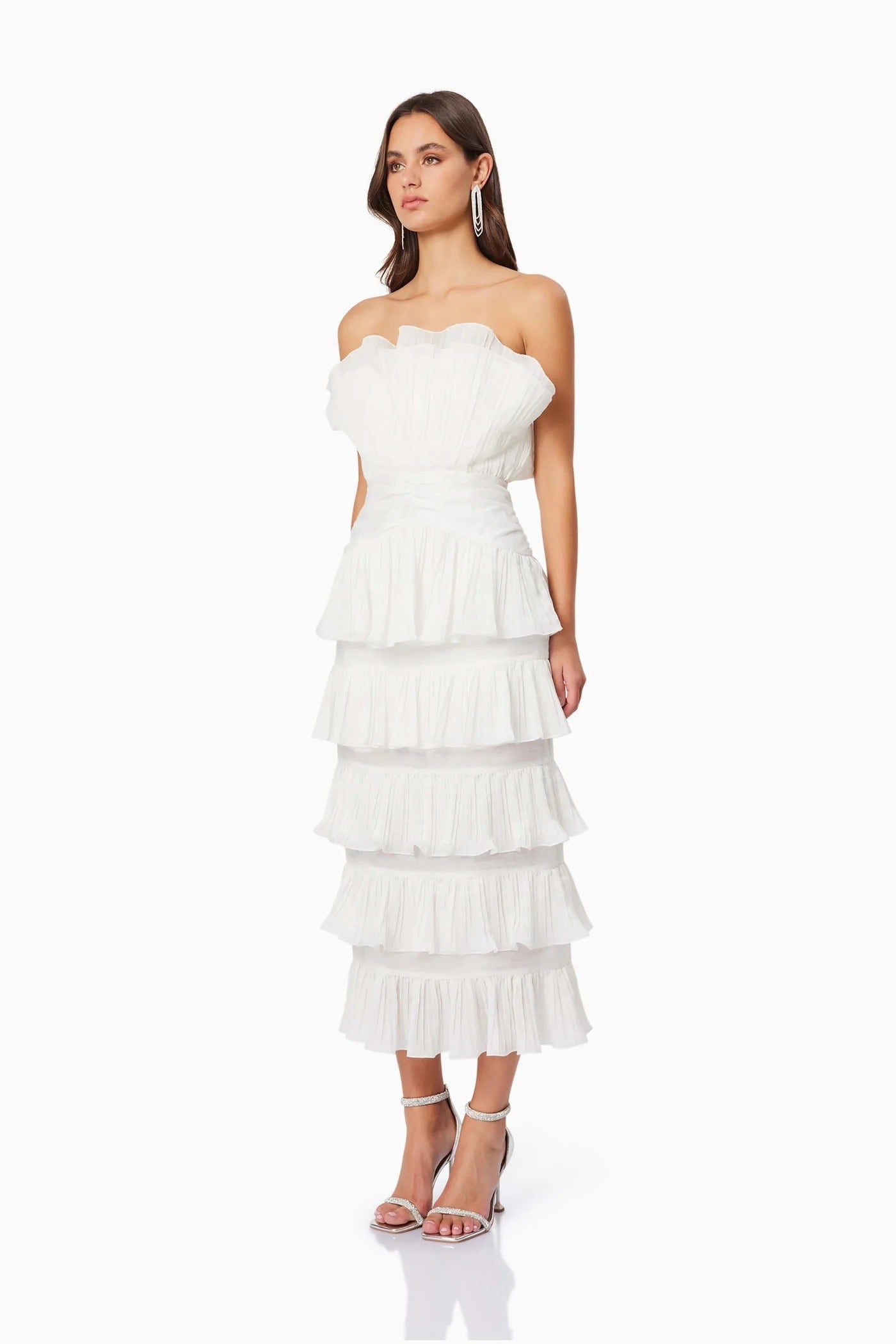 Maya Pleated Midi Dress - White