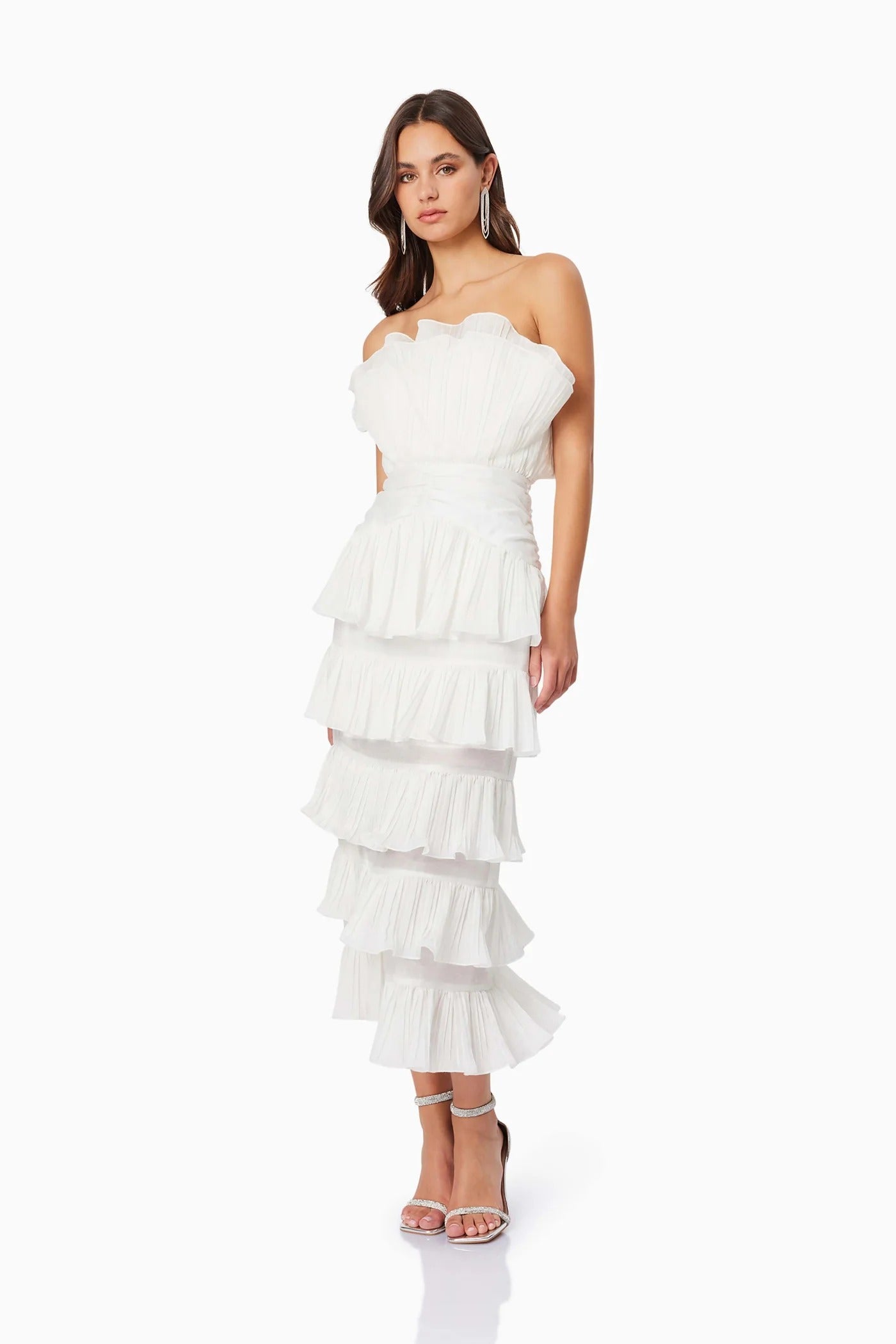 Maya Pleated Midi Dress - White