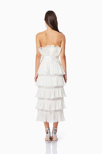 Maya Pleated Midi Dress - White