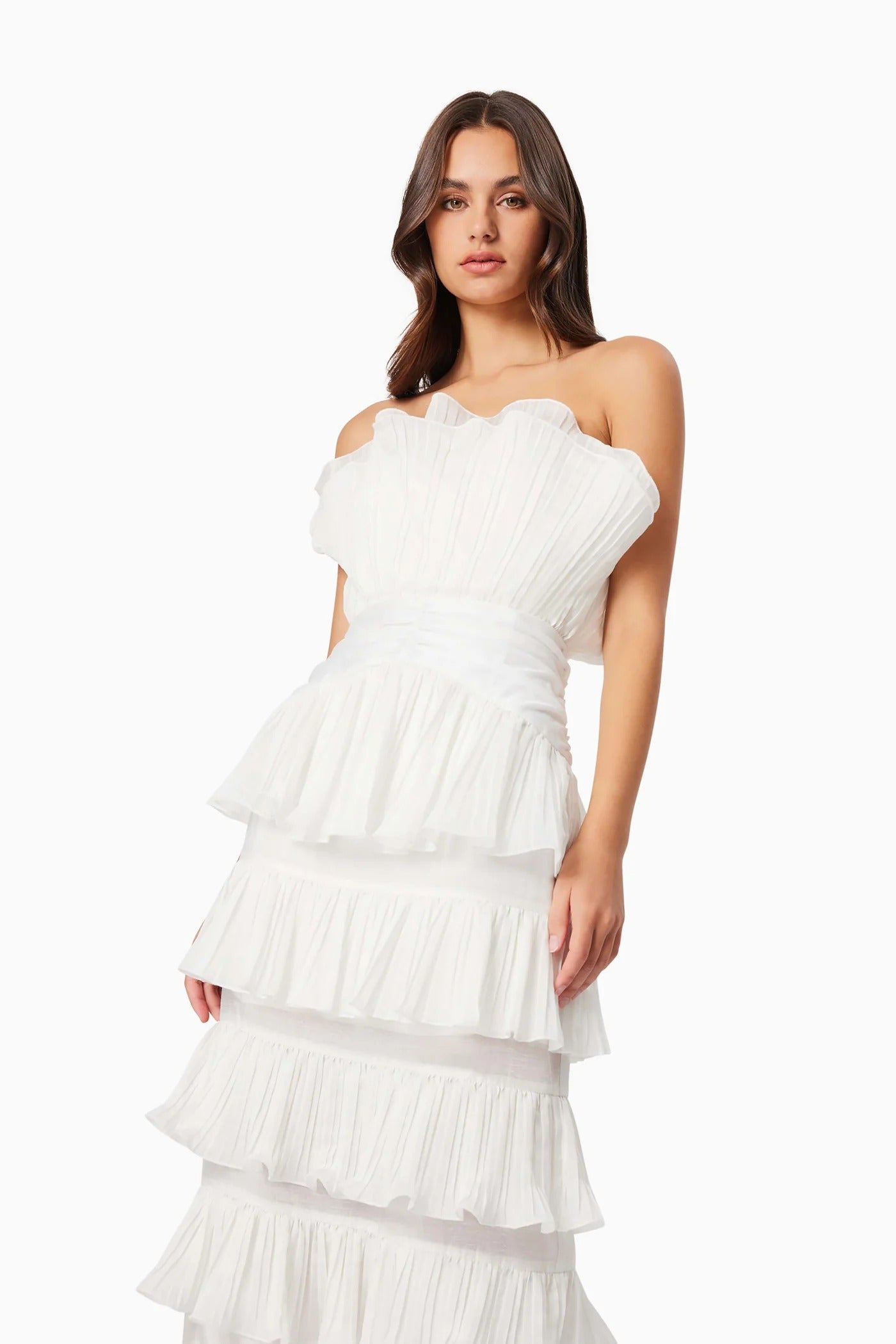 Maya Pleated Midi Dress - White