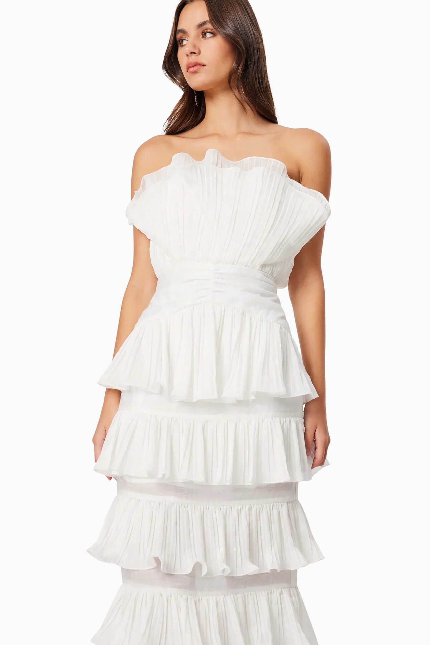 Maya Pleated Midi Dress - White