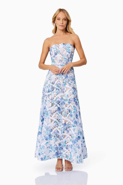 Savannah Strapless Maxi Dress - Blue