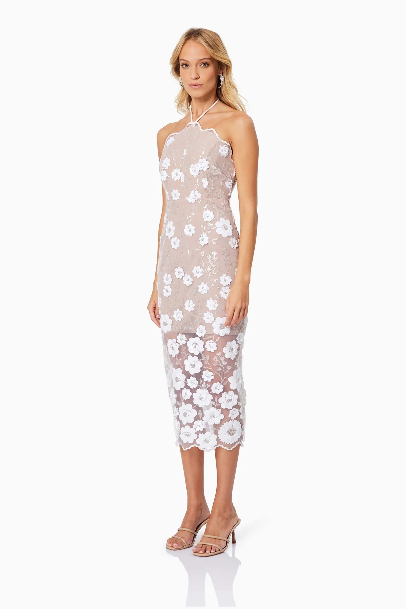 Elodie Midi Dress - Ivory/Nude