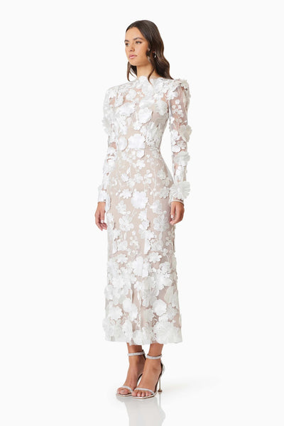 Shannon Floral Midi Dress - White